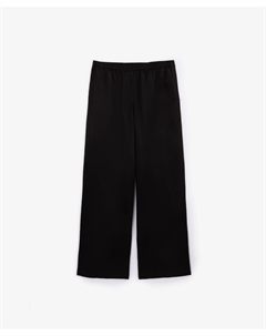 Брюки широкие средней посадки из текстиля с высоким содержанием льна черные Glvr