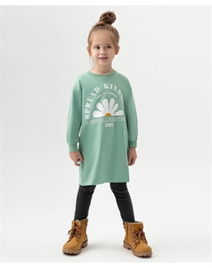 Платье из плотного трикотажа с принтом зеленое Button blue