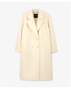 Пальто двубортное из ворсовой ткани на подкладке молочное Glvr