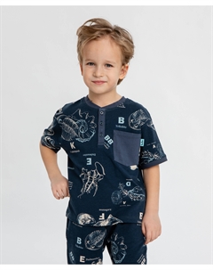 Футболка оверсайз с принтом синяя для мальчика Button blue