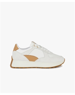 Кроссовки белые с бежевыми вставками Amabel Geox