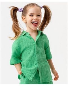 Рубашка с коротким рукавом зеленая Button blue