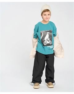 Брюки джоггеры черные детские с утяжкой Button blue