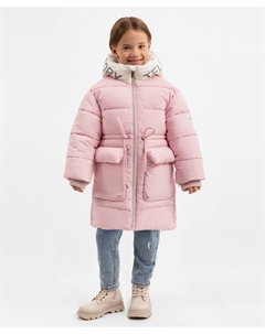 Пальто зимнее стёганое на искусственном пуху розовое для девочки Gulliver