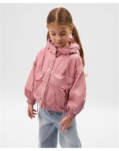 Ветровка для девочки из влагостойкой плащовки с капюшоном розовая Gulliver