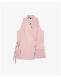 Жилет полуприлегающего силуэта из текстиля с высоким содержанием льна розовый Glvr