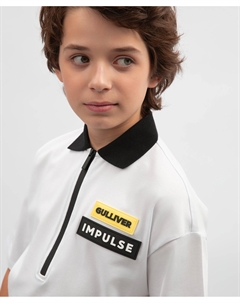 Поло для мальчика с контрастной отделкой белой Gulliver