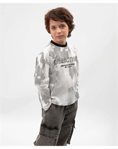 Лонгслив для мальчика с принтом белый Gulliver