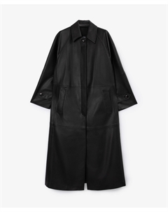 Плащ с рукавами-реглан из фактурной экокожи черный Glvr