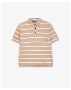 Поло из вязаного трикотажа в полоску бежевое Select Gulliver
