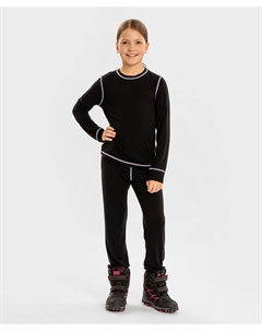 Комплект термобелья из джемпера и брюк с контрастными швами черный детский Button blue