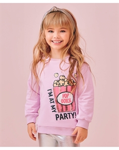 Свитшот укороченный хлопковый с пайетками и спущенным рукавом розовый Button blue