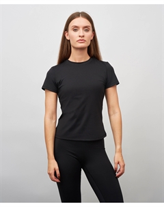 Футболка slimfit с короткими рукавами и вырезом на спинке для женщины черная Jumkey