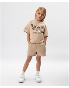 Шорты из футера для девочки бежевые Gulliver