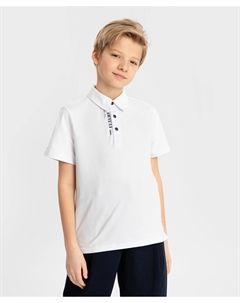 Футболка-поло оверсайз с отложным воротником белая Button blue