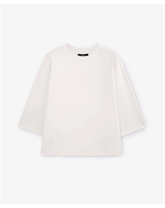 Футболка силуэта оверсайз с рукавами до локтя молочная Glvr