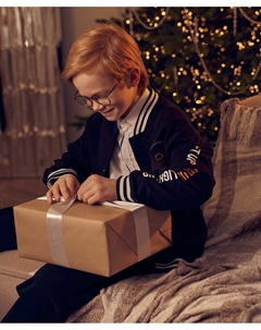 Толстовка на кнопках с принтом и аппликацией черная для мальчика Button blue