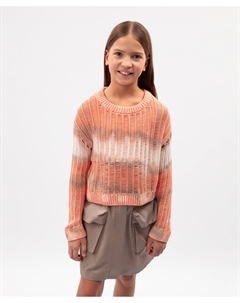 Джемпер вязаный для девочки укороченный силуэта умеренный оверсайз мультицвет Gulliver