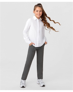 Брюки классические на молнии с утяжкой для девочки серые Button blue