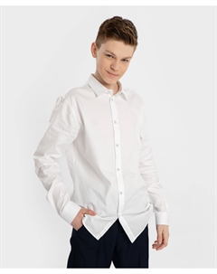 Сорочка с вышивкой на манжете для мальчика белая Button blue