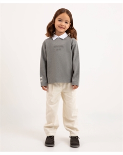 Брюки из вельвета прямые молочные для девочки Roberto moretti