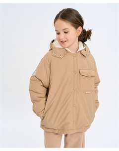 Куртка детская демисезонная коричневая на кнопках с двумя капюшонами Button blue