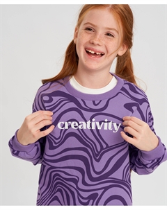 Свитшот с олловер принтом фиолетовый для девочки Button blue