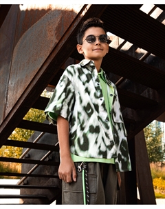 Рубашка из поплина с анималистическим принтом мультицвет для мальчика Gulliver