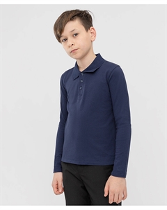 Футболка-поло с длинным рукавом синяя Button blue