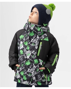 Куртка зимняя с мембраной и принтом черная Button blue