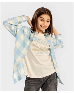 Рубашка в клетку с длинным рукавом теплая на кнопках мультицвет детская Button blue