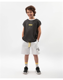 Шорты для мальчика трикотажные белые с поясом на резинке Gulliver