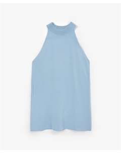 Топ трикотажный с высокими разрезами в боковых швах голубой Glvr