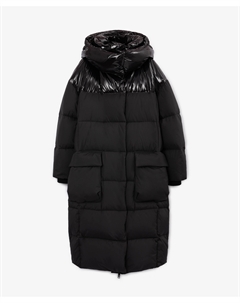 Пальто оверсайз с капюшоном черное Glvr