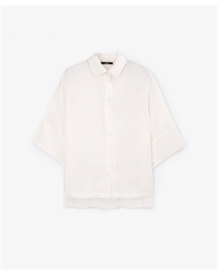 Блузка оверсайз из струящейся переливающейся ткани молочная Glvr