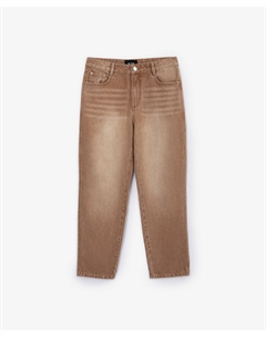 Джинсы силуэта Мом-фит из цветного денима бежевые Glvr