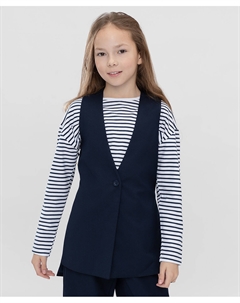 Жилет удлиненный с одной пуговицей синий Button blue