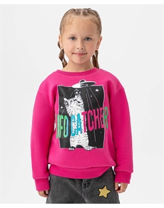 Свитшот из трикотажа с флисом со спущенным рукавом и большим принтом розовый Button blue