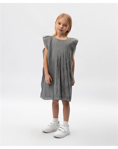 Платье детское трапециевидного силуэта с отлетными деталями из ткани с высоким содержанием шелка серое Roberto moretti