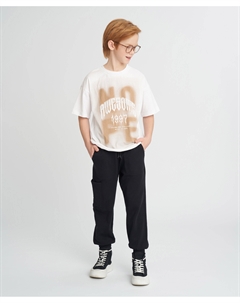 Футболка с коротким рукавом для мальчика белая оверсайз с принтом Button blue