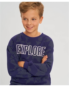 Свитшот с олловер принтом синий для мальчика Button blue