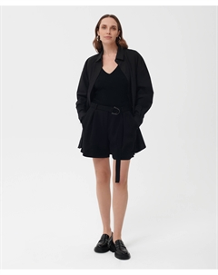 Шорты текстильные с поясом черные Glvr