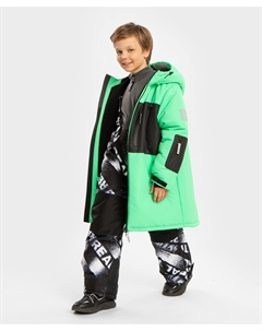 Пальто зимнее непромокаемое с капюшоном зеленое для мальчика Button blue