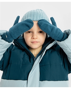 Варежки вязаные утепленные синие детские Button blue