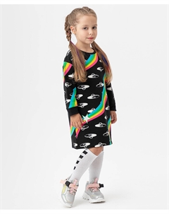 Платье из плотного трикотажа с принтом черное Button blue