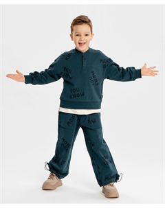 Толстовка принтованная в стиле поло синяя для мальчика Button blue