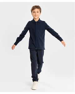 Сорочка трикотажная на молнии синяя Button blue