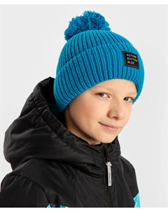 Шапка с помпоном утепленная синяя для мальчика Button blue