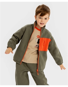 Толстовка на молнии утепленная с воротником-стойкой хаки для мальчика Button blue