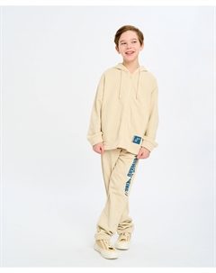 Зип худи на молнии с капюшоном и принтом молочное детское Button blue